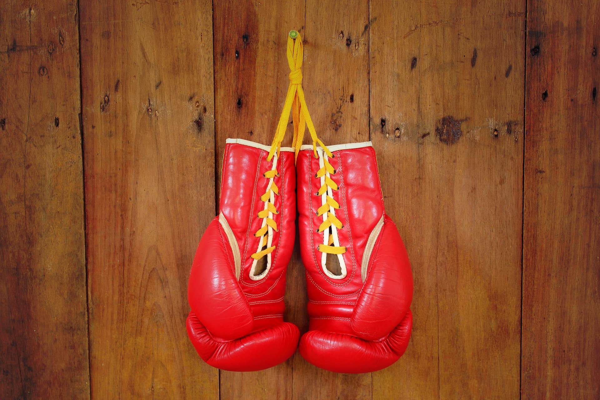 Boxing gloves hanging on the wall